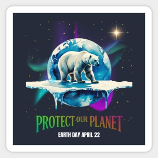 Earth-Day-Protect-Our-Planet-Bear-Polar-Climate-Change Sticker